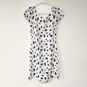 Reformation Ivette Dalmatian Polka Dot Blue Spotted Low Scoop Back Mini Dress